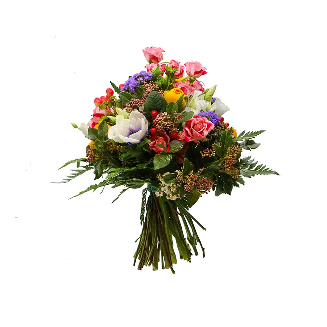 Peter - Bouquet con fiori misti, a forma piramidale, per ogni occasione